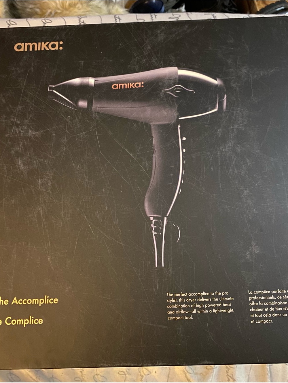 amika Black Professional Hair Dryer with Orange Logo